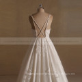 Beautiful Deep V-Neck Lace Applique Beaded Straps Vestido de casamento Customize Design